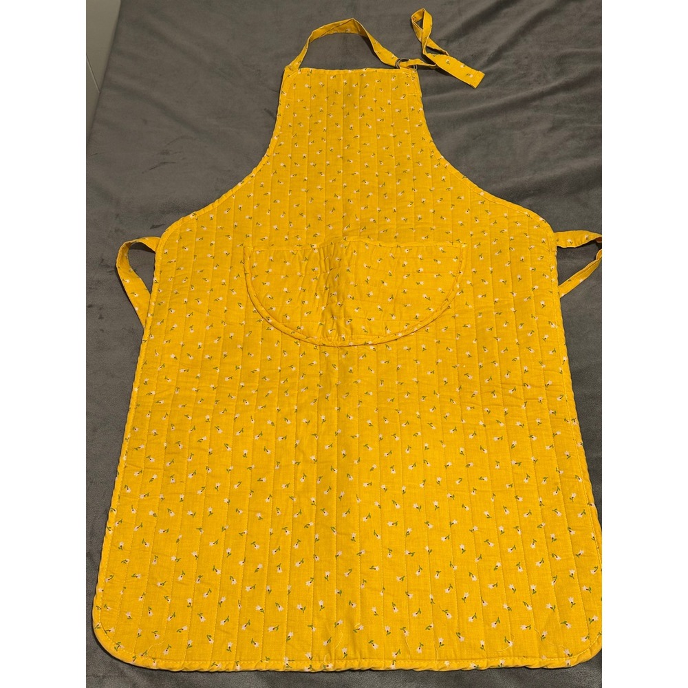 Now Designs Yellow Quilted Floral Apron 100% Cotton Made in USA Cottagecore Bib